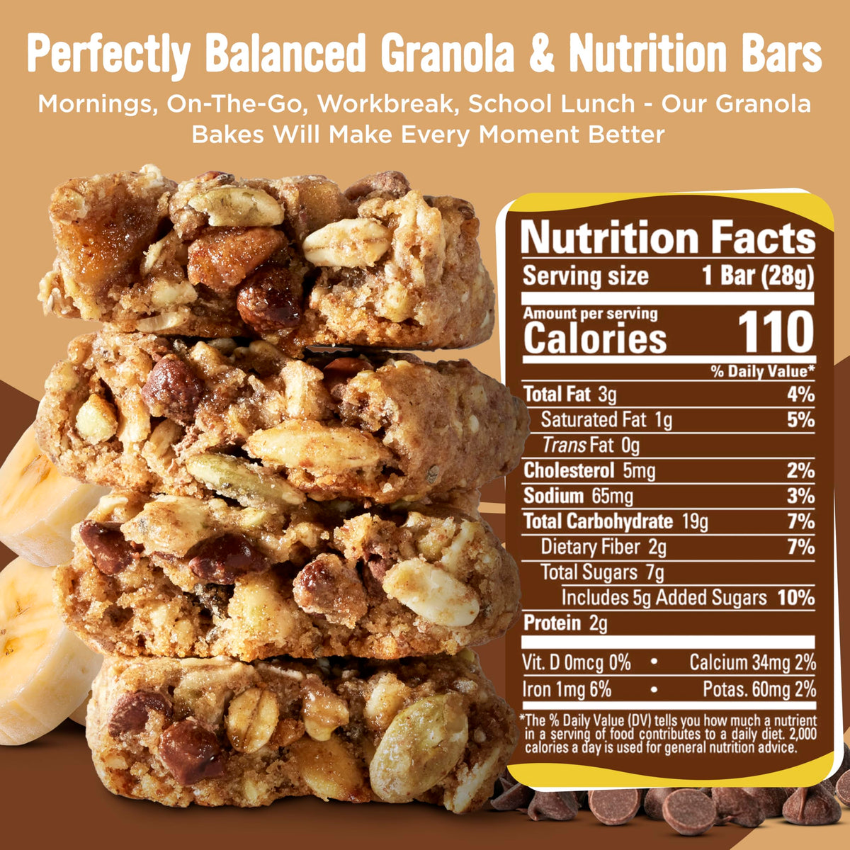 Cooper Street Granola Bakes – Soft Banana Bread Bars, Nut Free