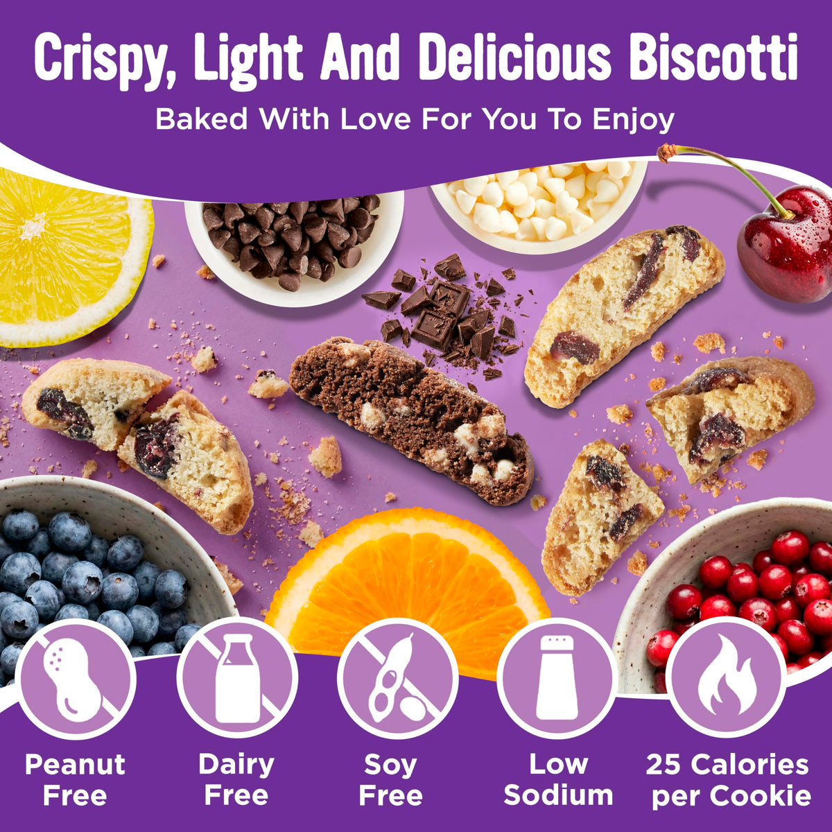 Cooper Street Twice Baked Biscotti Variety Pack – 4 Gourmet Cookies, Peanut & Dairy Free (1.25 lb per bag)