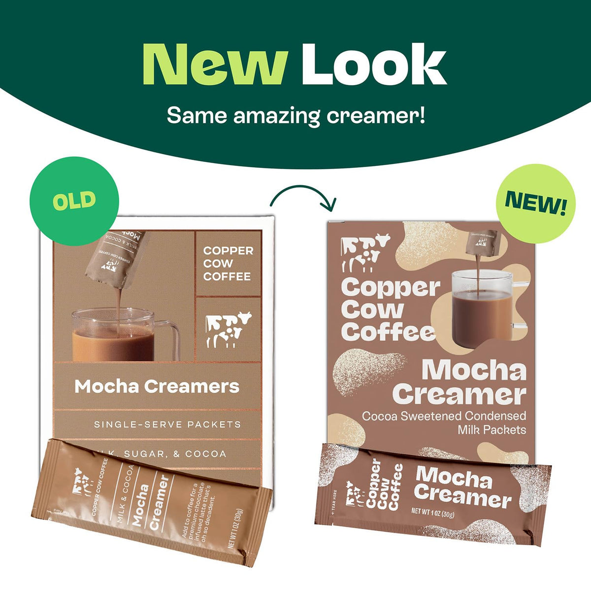 Copper Cow Coffee Sweetened Mocha Creamer Singles (24 Pack) | Vietnamese-Inspired Creamer for Lattes & Pour-Overs | No Refrigeration Needed