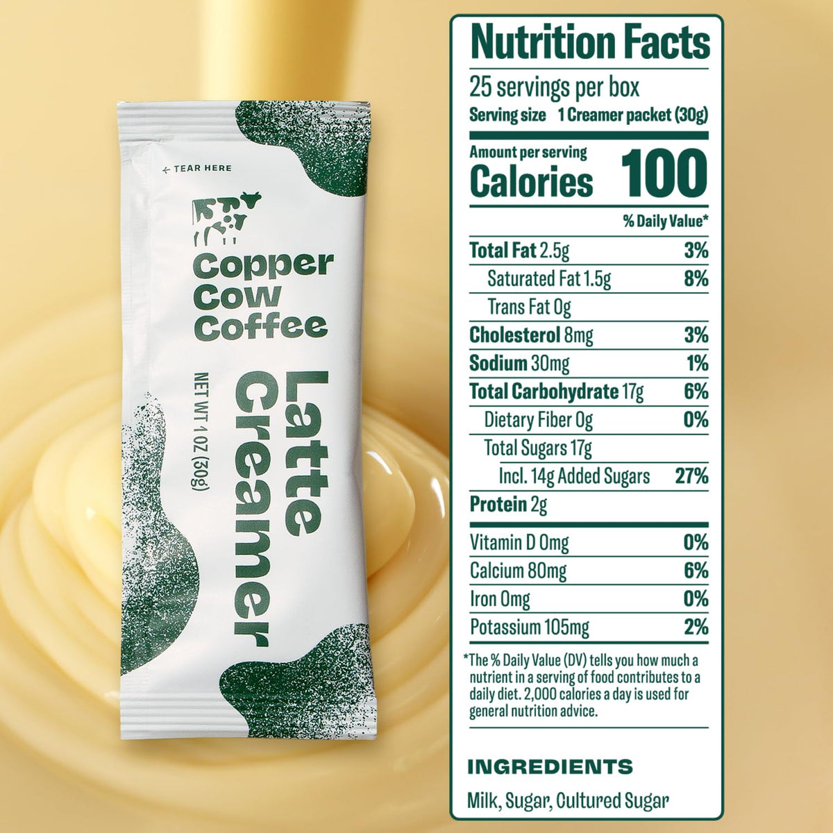 Copper Cow Coffee Sweetened Condensed Milk Creamer Singles (25 Pack) | Vietnamese-Inspired All-Natural Creamer Packets