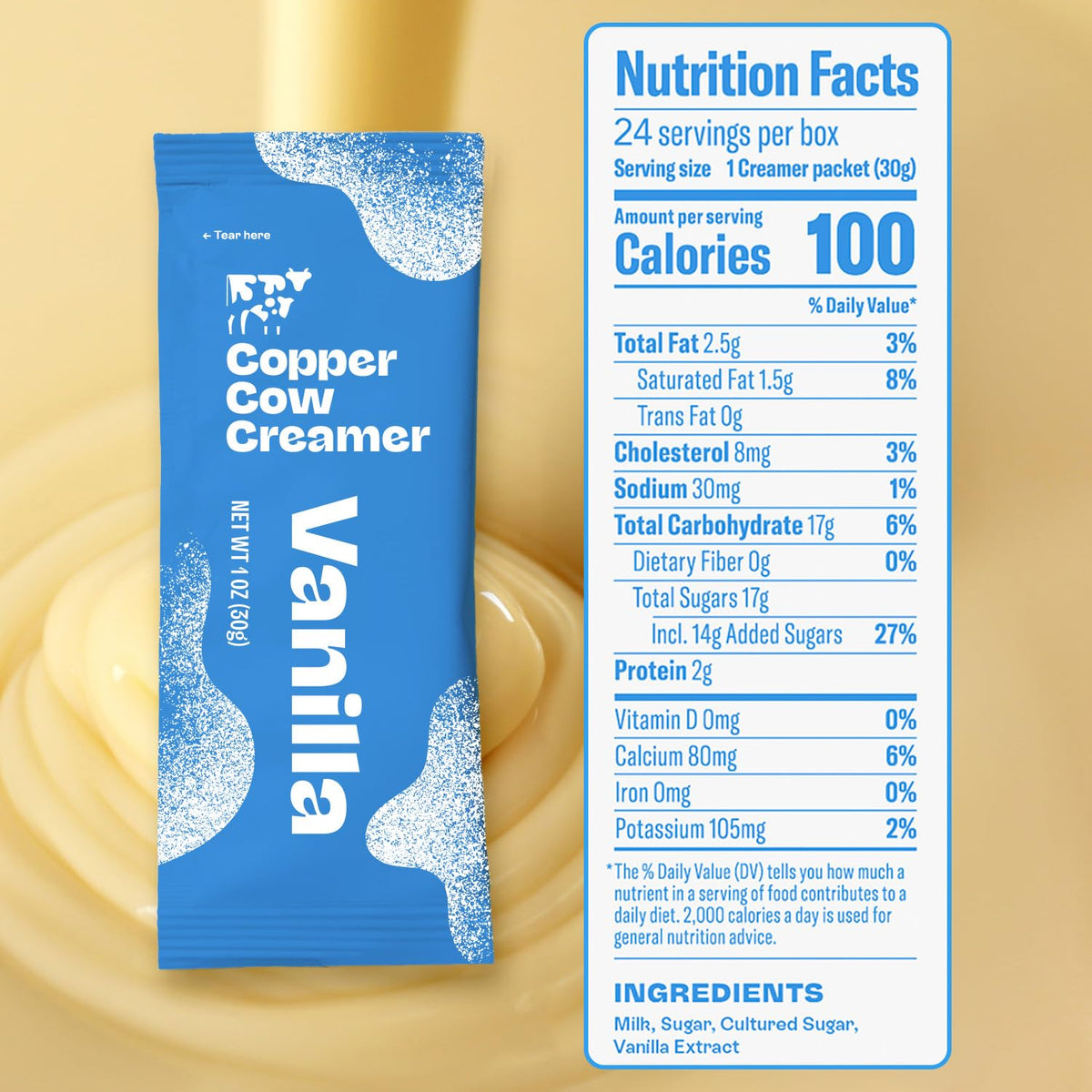 Copper Cow Coffee Vanilla Milk Creamer Singles – 24 Pack | Vietnamese-Inspired, No Refrigeration Needed