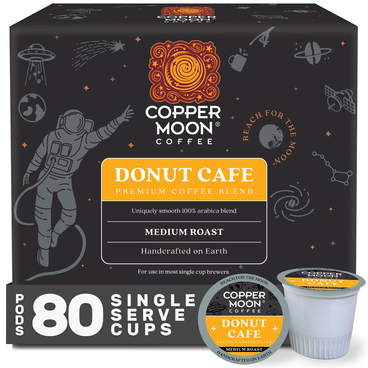 Copper Moon Donut Cafe Medium Roast K-Cup Pods – 80 Count | Single Serve Coffee for Keurig