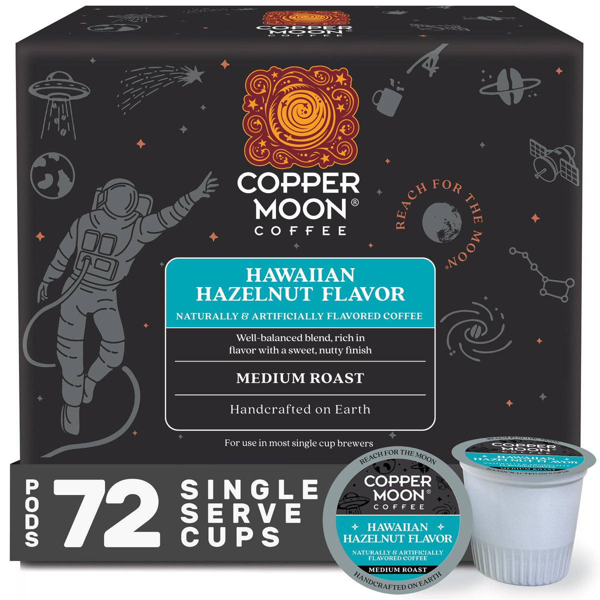 Copper Moon Hawaiian Hazelnut Coffee Pods for Keurig K-Cup Brewers — 72 Count