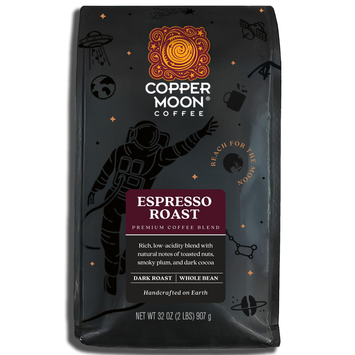 Copper Moon Premium Espresso Bold Roast Whole Bean Coffee 2 lb – Regular