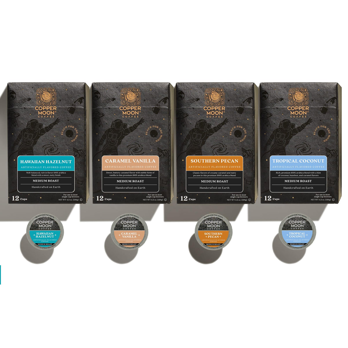 Copper Moon Flavored K-Cup Pods – Light/Medium Roast Variety Pack (Pack of 4, 12-count each)