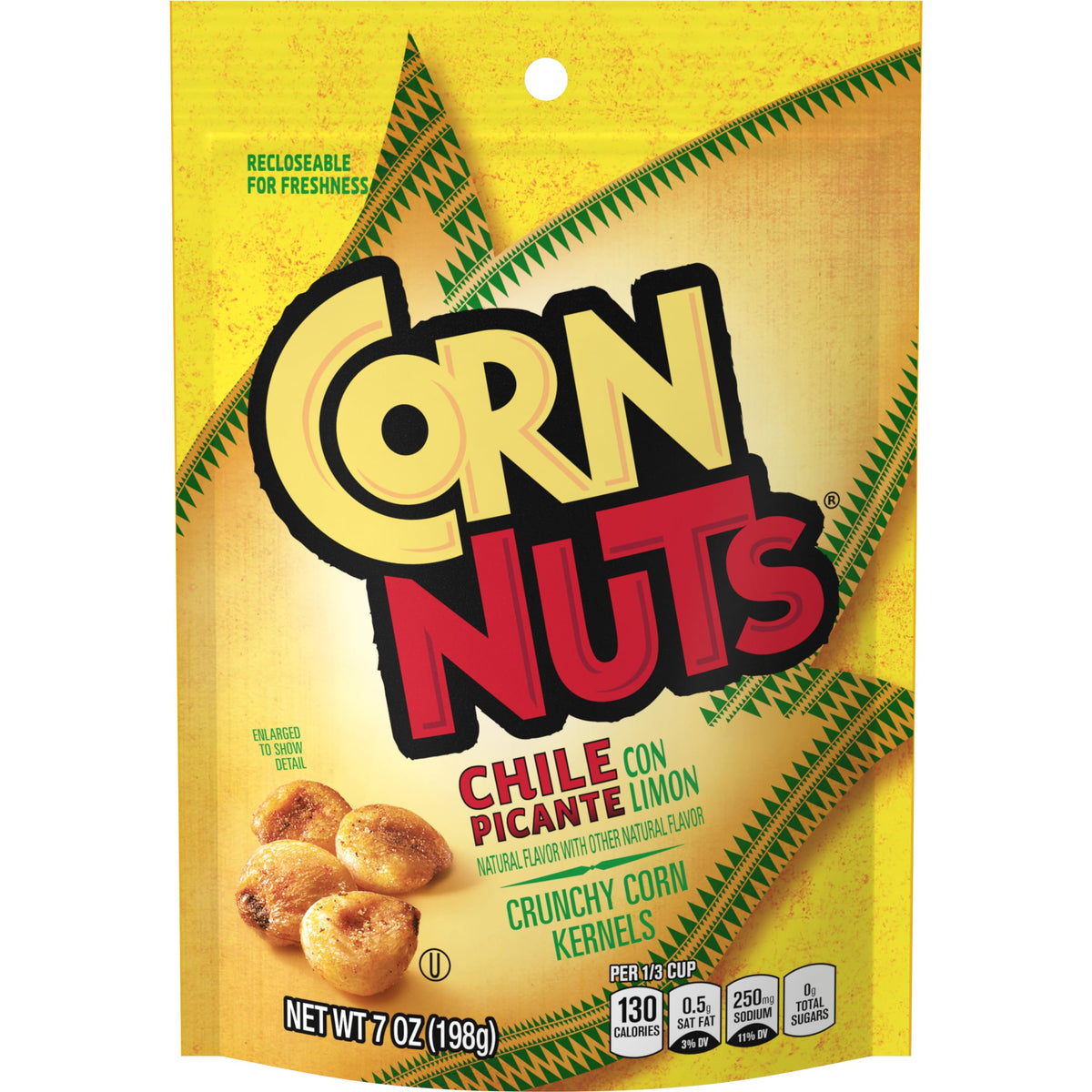 Corn Nuts Chile Picante con Limon Crunchy Corn Kernels – 7 oz Bags, Pack of 12