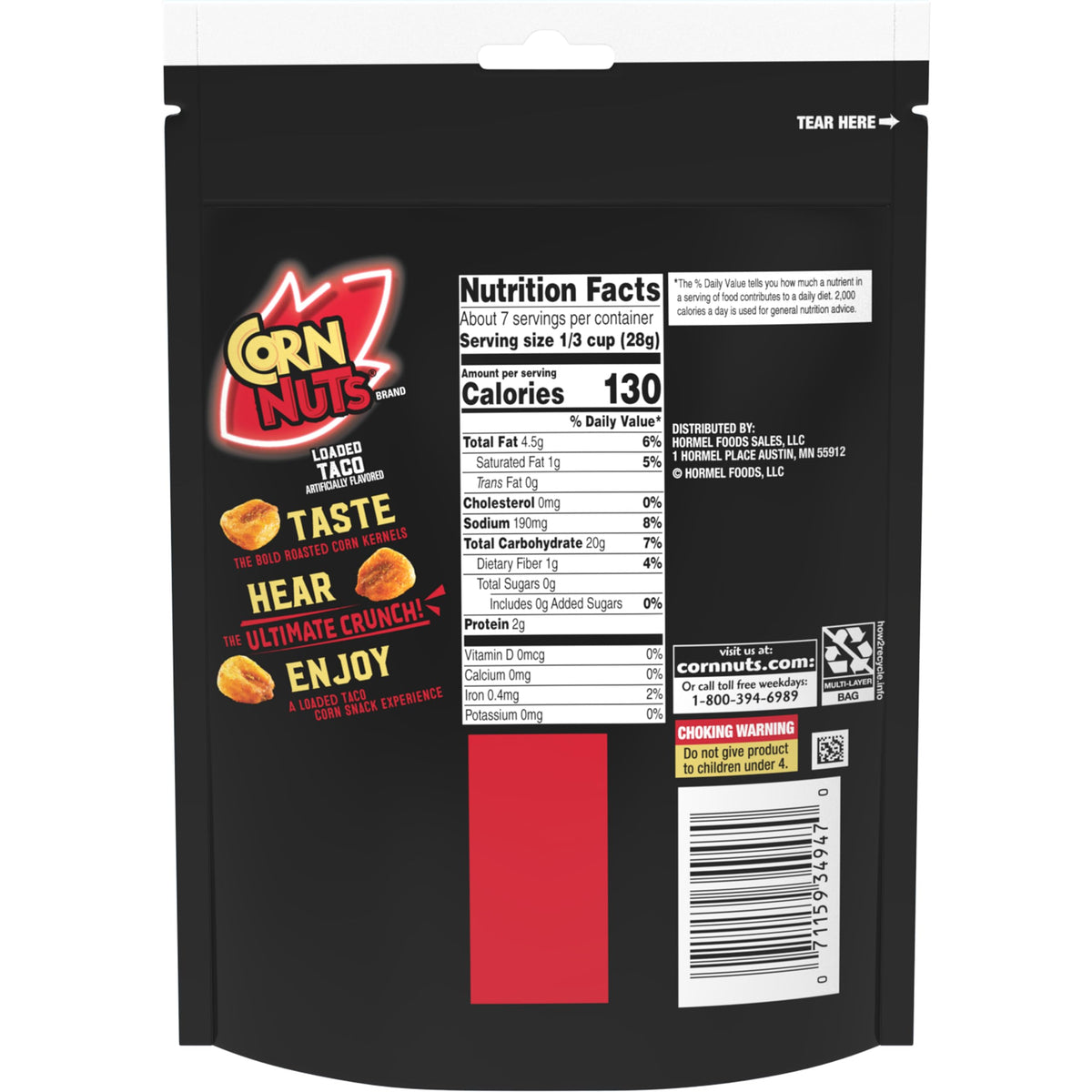 Corn Nuts Loaded Taco Flavor Corn Kernels – 12-Pack, Crunchy Plant-Based Snack