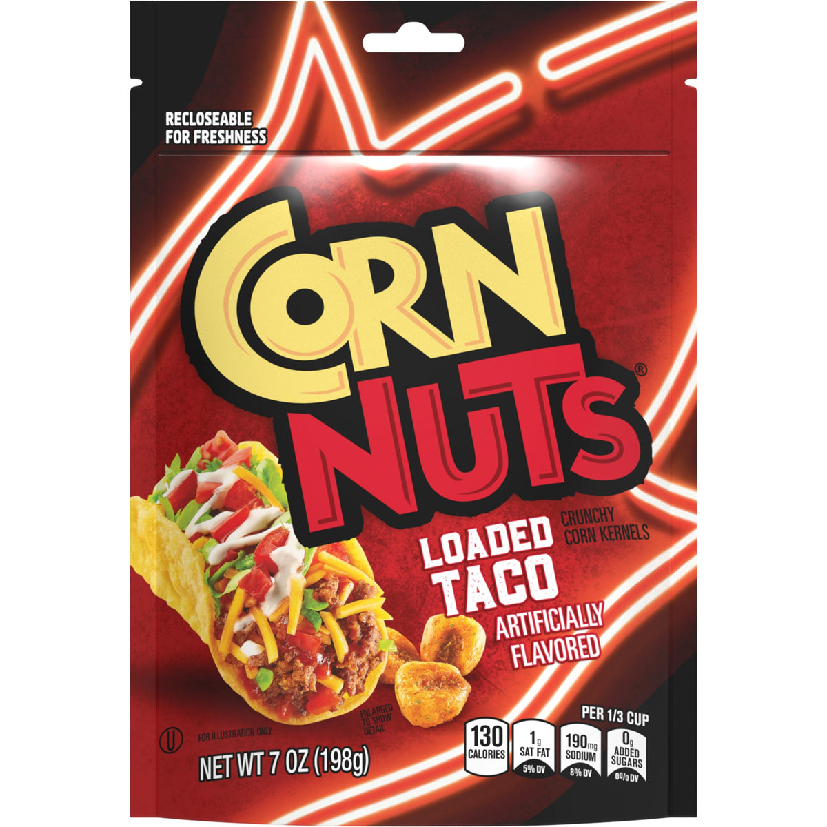 Corn Nuts Loaded Taco Flavor Corn Kernels – 12-Pack, Crunchy Plant-Based Snack