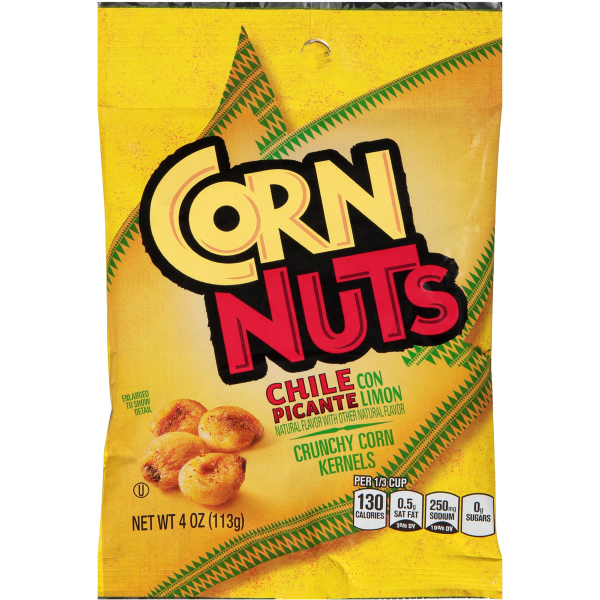 CORN NUTS Chile Picante with Lime Crunchy Corn Kernels – Spicy Lime Snack, 4oz, 12-Pack