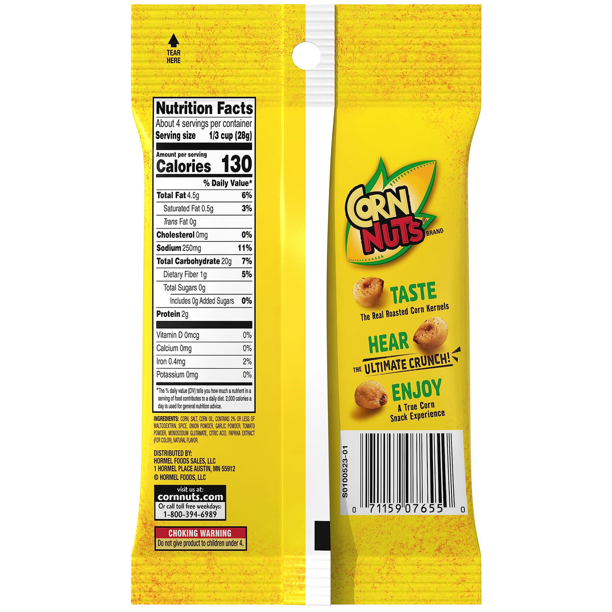 CORN NUTS Chile Picante with Lime Crunchy Corn Kernels – Spicy Lime Snack, 4oz, 12-Pack