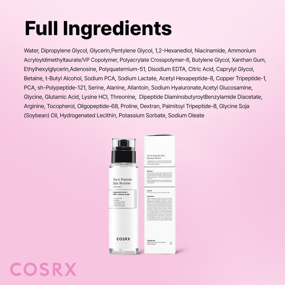 COSRX 6X Peptide Collagen Skin Booster Toner Serum for Dull Skin, 5.07 oz