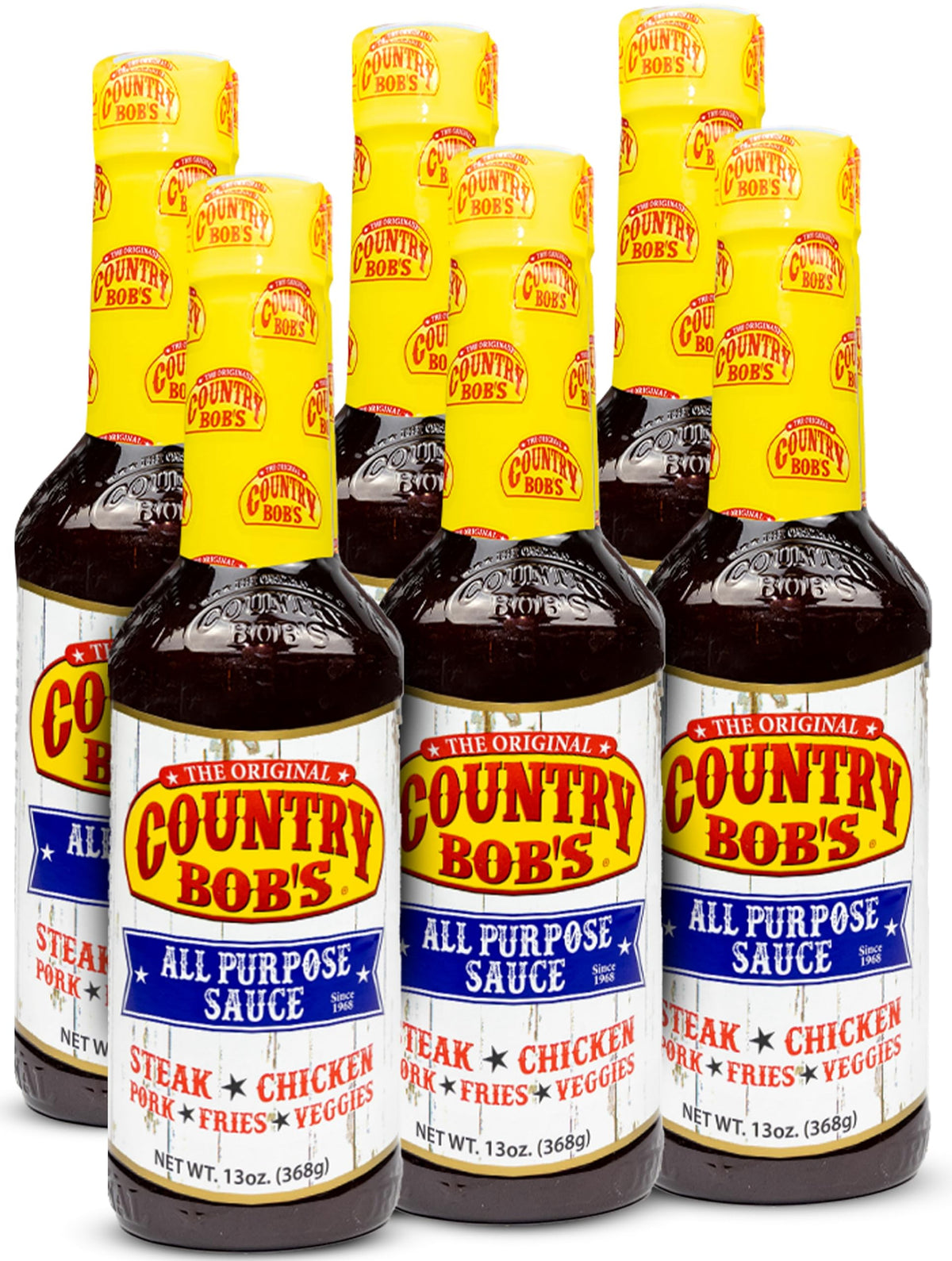 Country Bob's All Purpose Sauce – Tangy, Sweet & Savory, 13oz (Pack of 6)