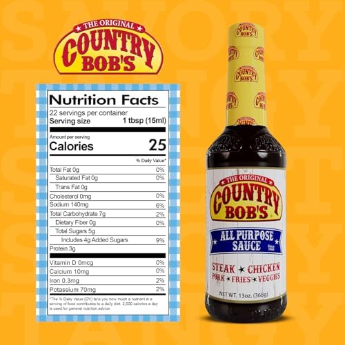 Country Bob's All Purpose Sauce – Tangy, Sweet & Savory, 13oz (Pack of 6)