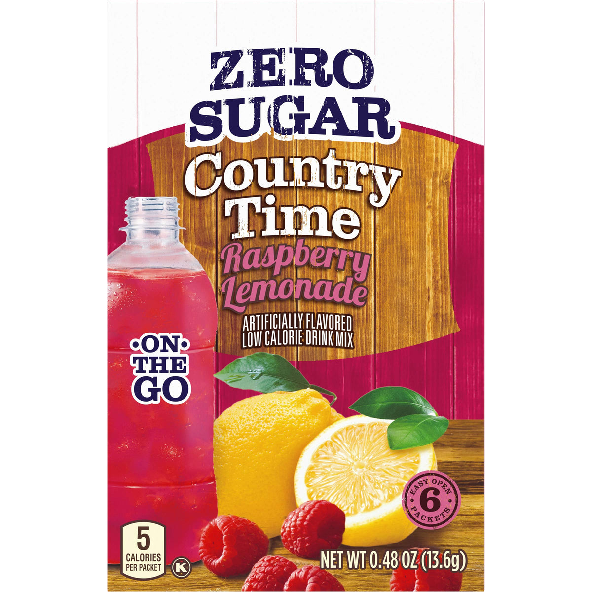 Country Time Sugar-Free Raspberry Lemonade On-The-Go Powdered Drink Mix – 72 Count