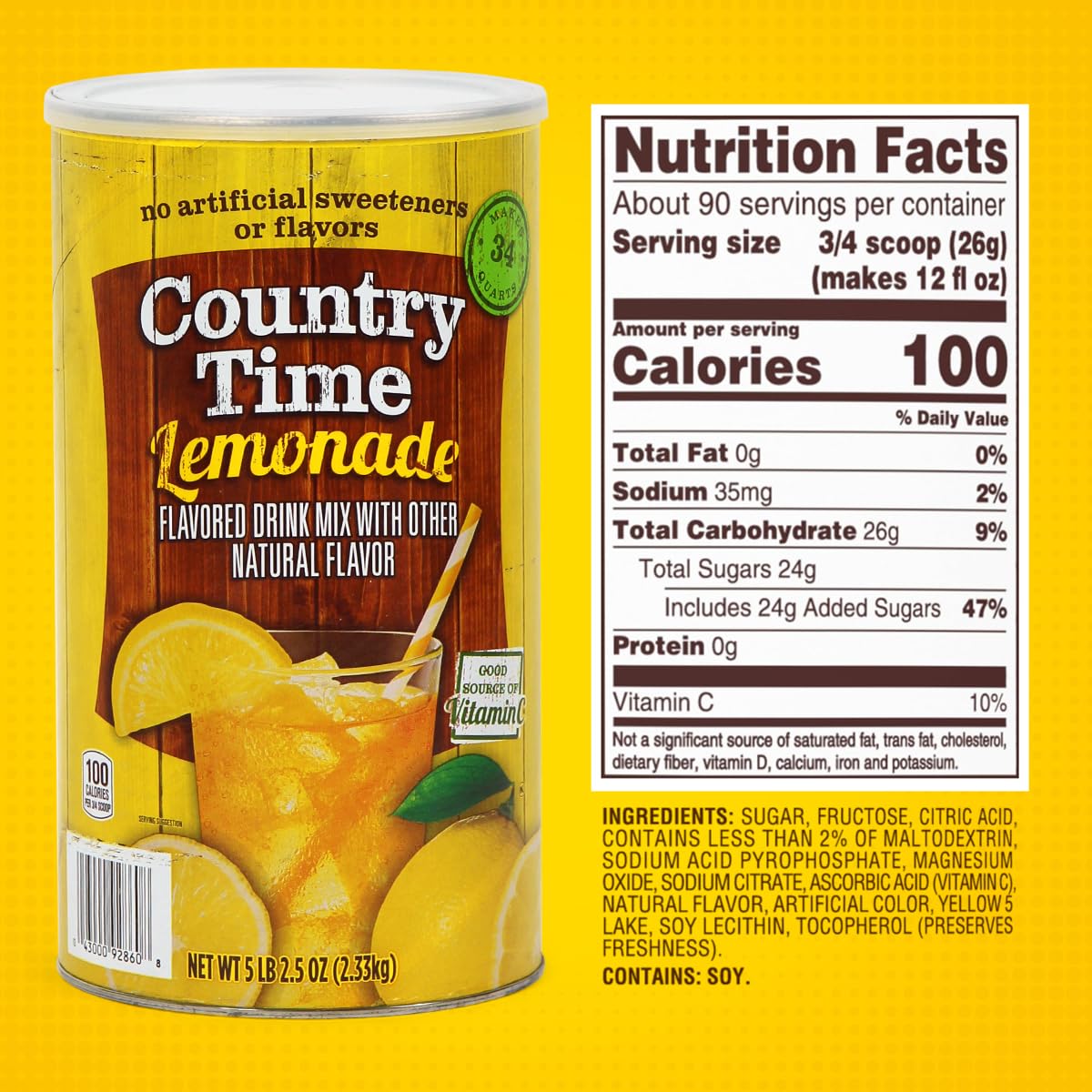 Powdered Lemonade Drink Mix – Country Time 2-Pack, 10.3 lb Total | SWEETSIDE CANDY CO.