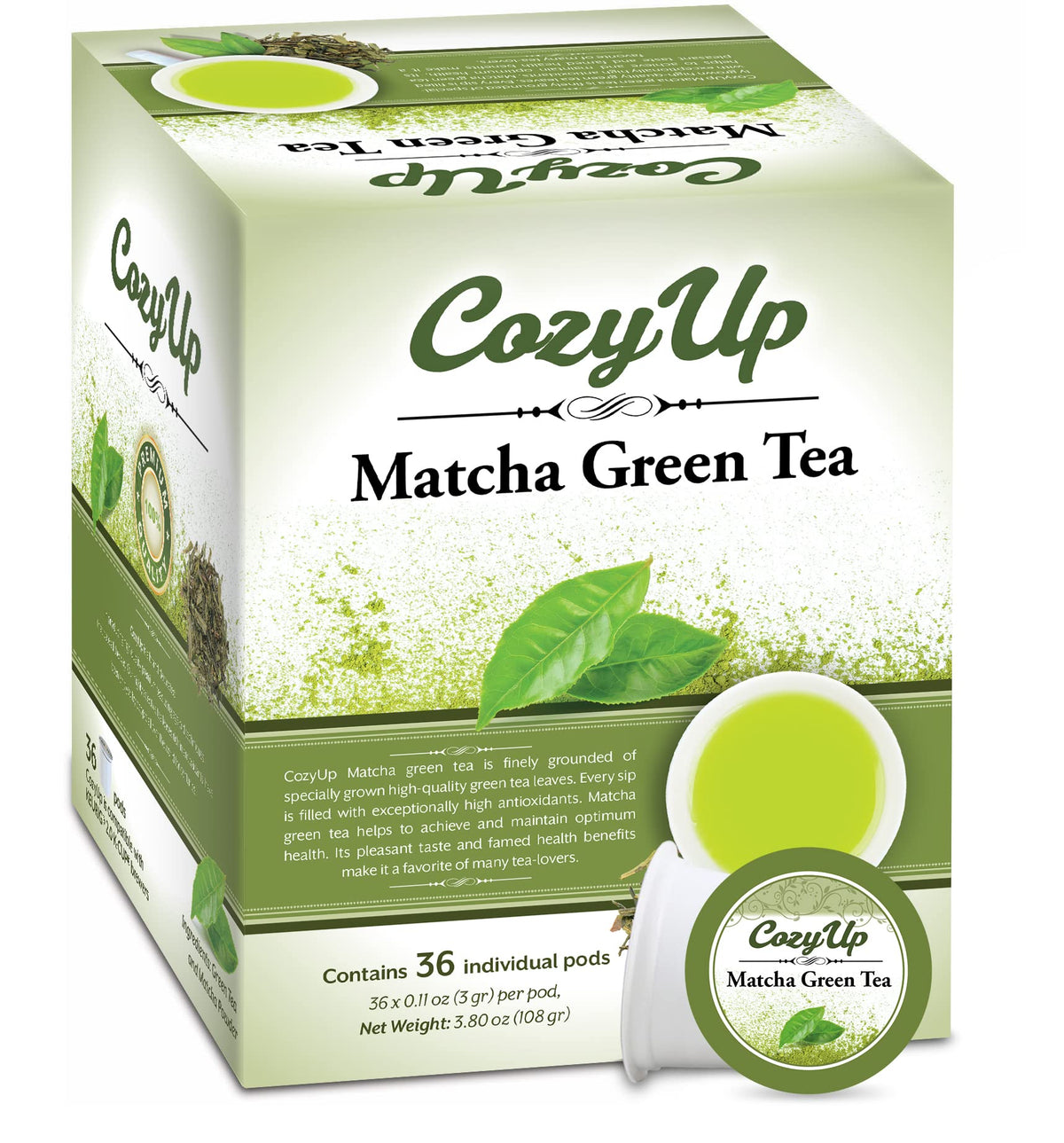 Cozy Up Matcha Green Tea K-Cup Pods – 36-Count, Keurig Compatible