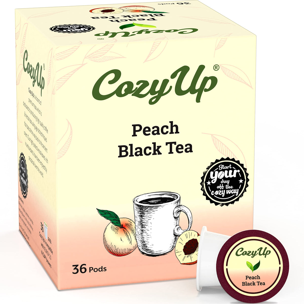 Cozy Up Peach Black Tea Pods – 36-Count, Keurig K-Cup 2.0 Compatible
