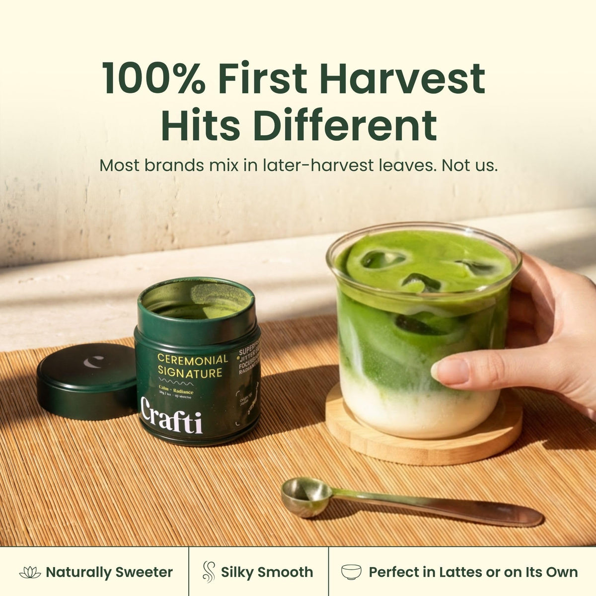 Crafti Signature Ceremonial Grade Matcha Powder – 100% First Harvest, Unsweetened Japanese Matcha from Uji, Kyoto (30g)