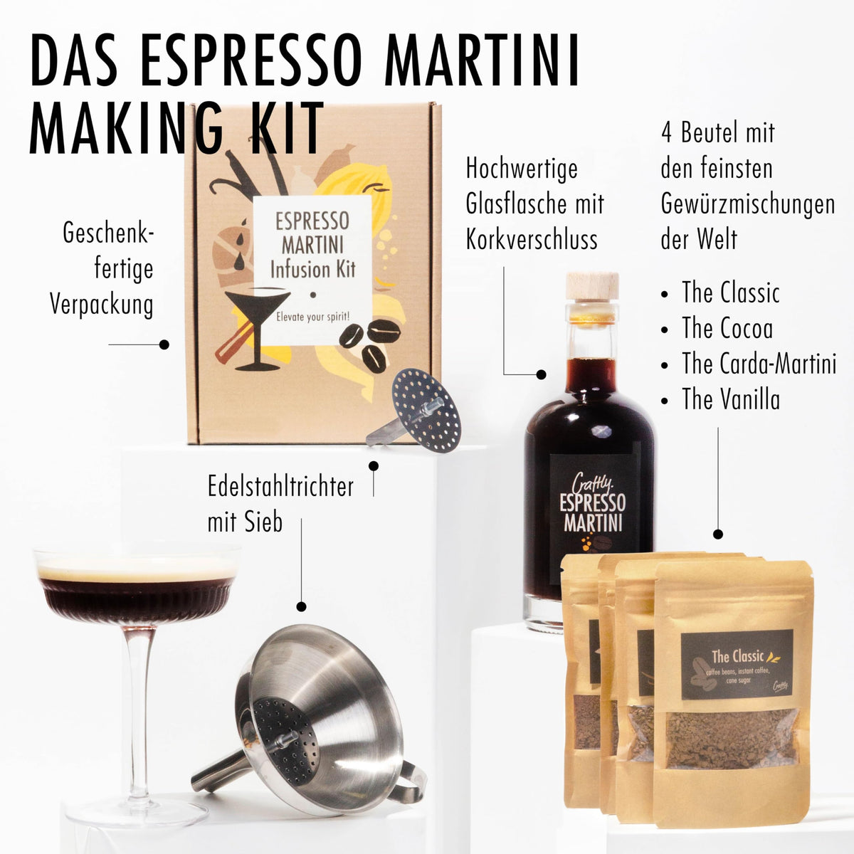 Craftly Espresso Martini Infusion Kit – DIY Cocktail Blends & Gift Set
