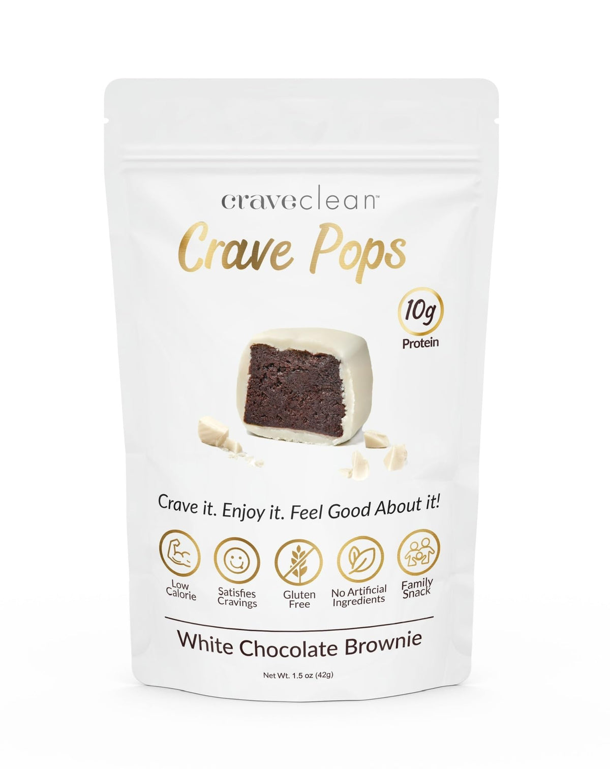 CRAVECLEAN White Chocolate Brownie Pops – Full Case | Gluten-Free, 10g Protein, Low Sugar