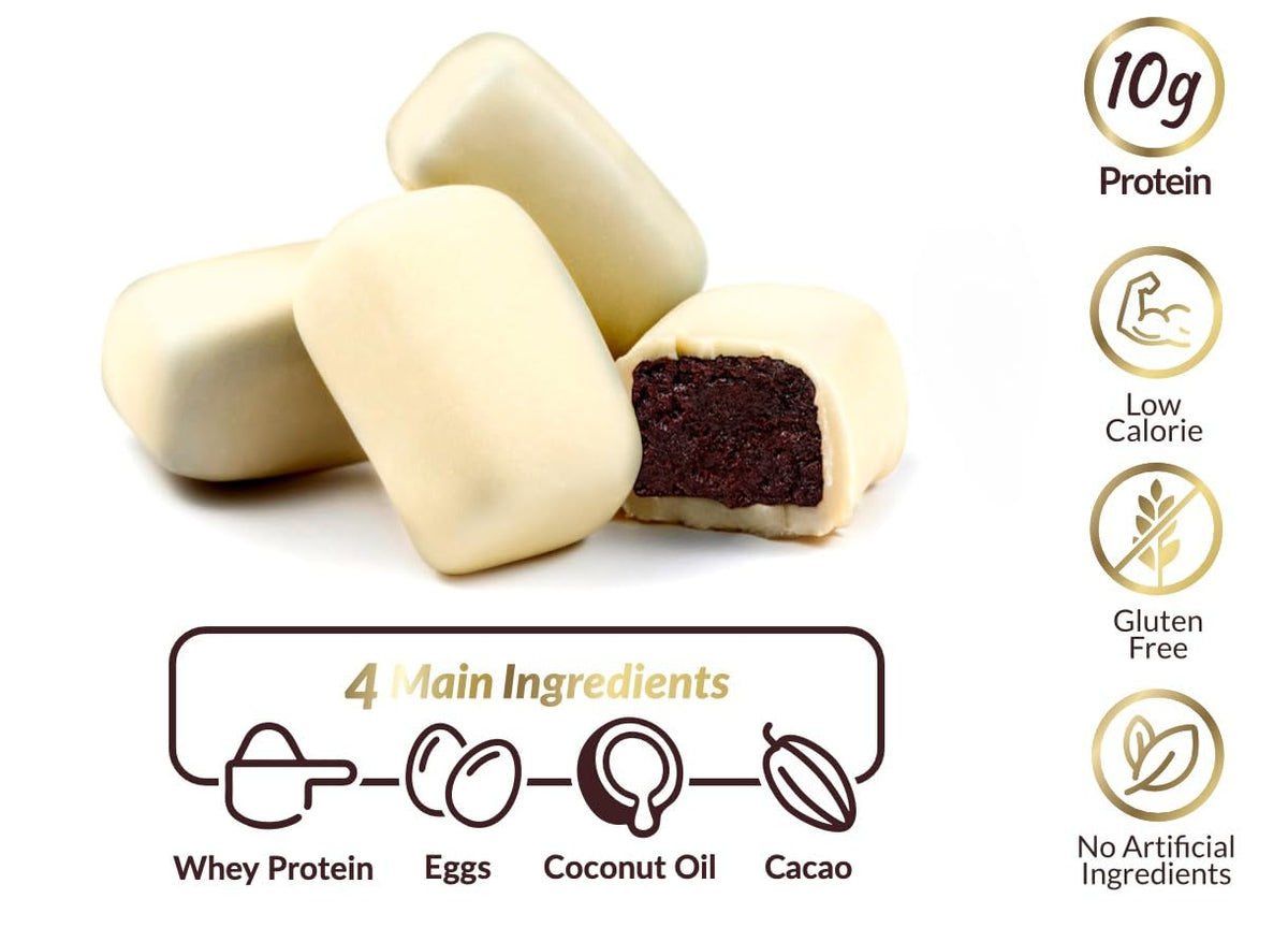CRAVECLEAN White Chocolate Brownie Pops – Full Case | Gluten-Free, 10g Protein, Low Sugar