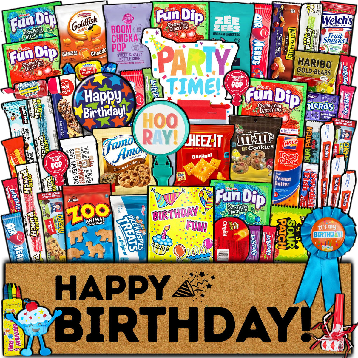 CRAVEBOX Birthday Care Package (50 Count) – Snack Gift Box