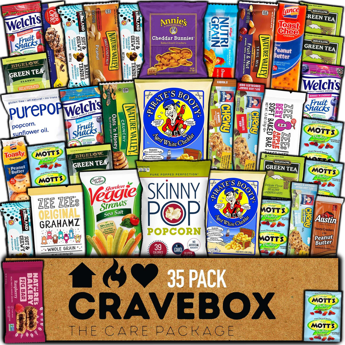 CRAVEBOX Healthy Snack Box (35 Count) Mother's Day Variety Pack – Gift Basket with Nutritious Snacks