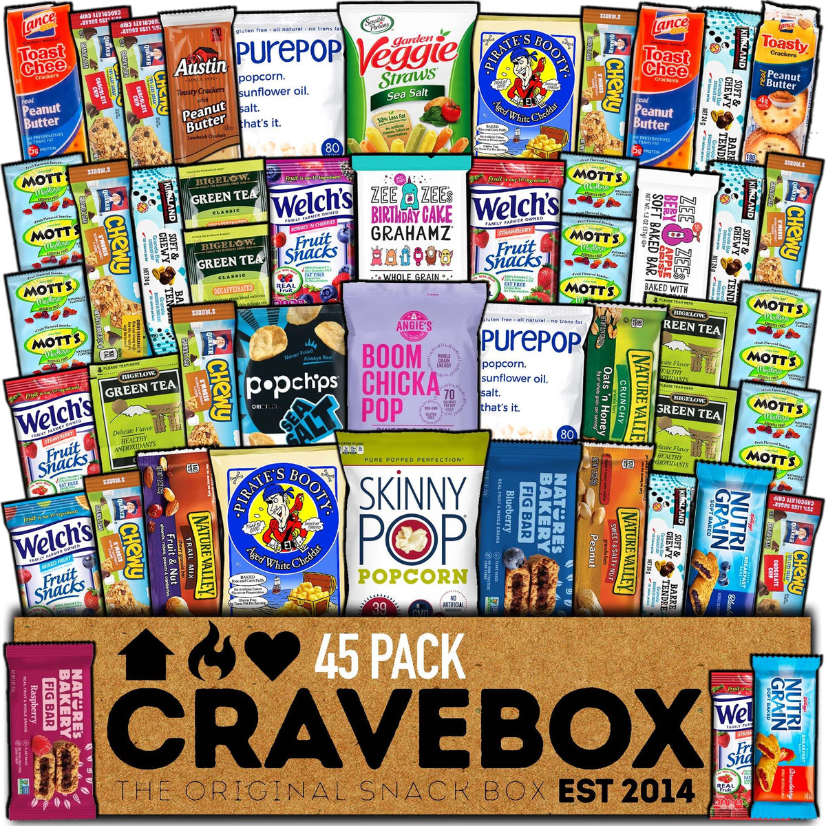 CRAVEBOX Healthy Snack Box (45 Count) – Mother's Day Variety Pack Gift Basket
