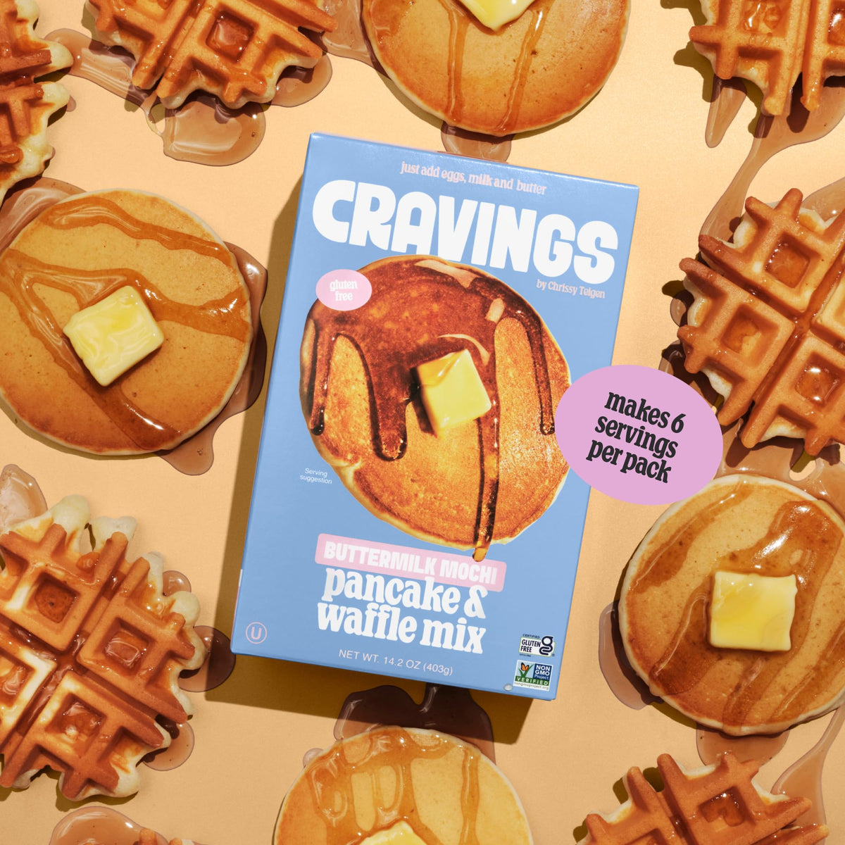 Cravings by Chrissy Teigen Gluten Free Mochi Pancake & Waffle Mix (Pack of 3)