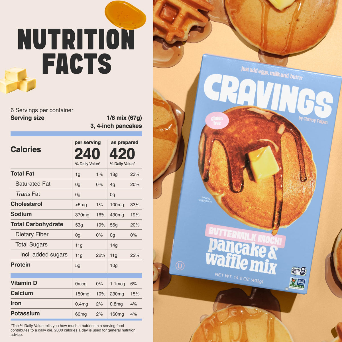 Cravings by Chrissy Teigen Gluten Free Mochi Pancake & Waffle Mix (Pack of 3)