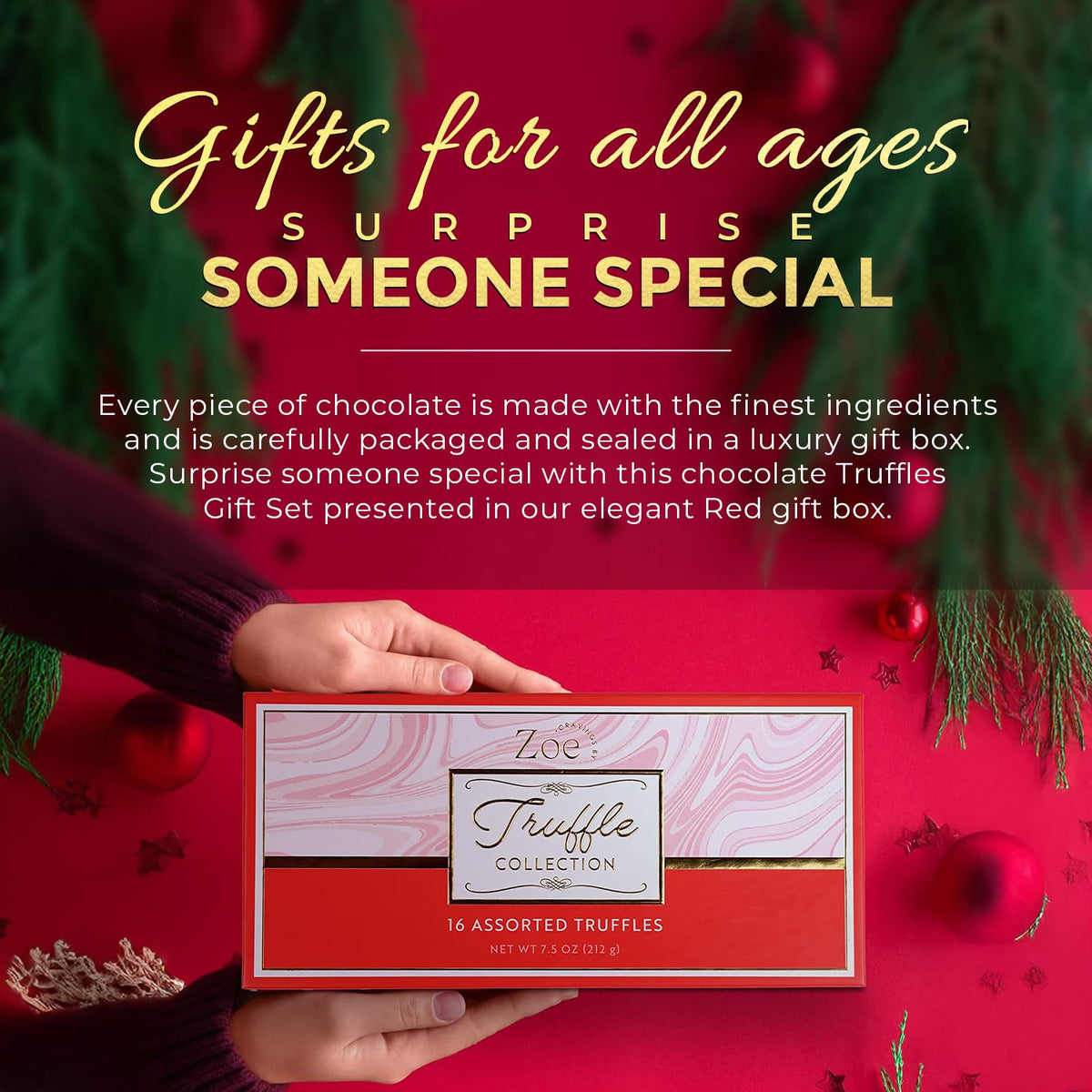 CRAVINGS BY ZOE Chocolate Truffles Gift Box – 16 Count | Gourmet Assorted Chocolates for Birthdays & Celebrations