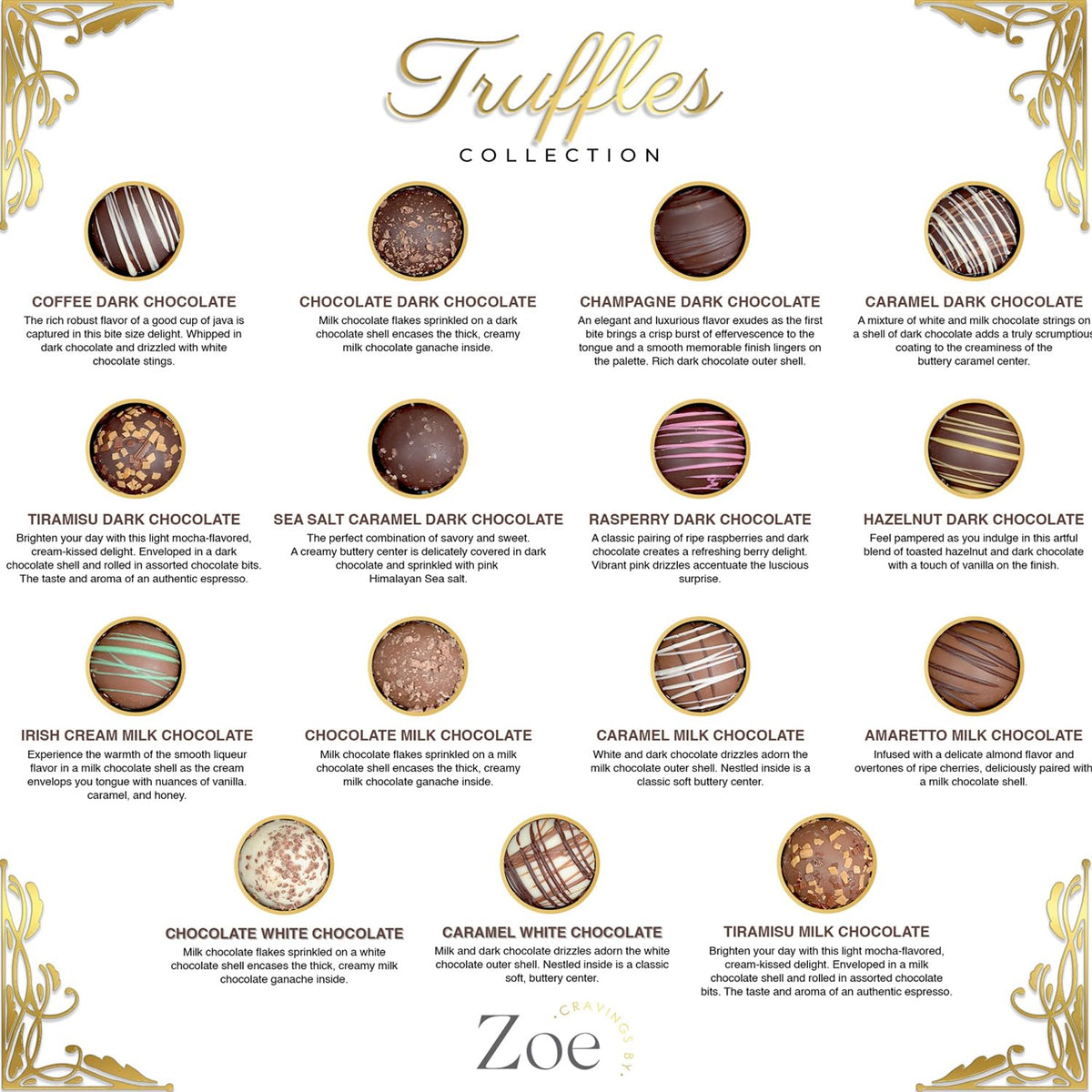 CRAVINGS BY ZOE Chocolate Truffles Gift Box – 16 Count | Gourmet Assorted Chocolates for Birthdays & Celebrations