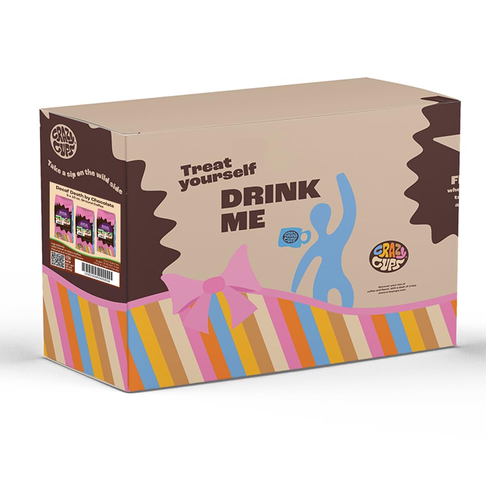 Crazy Cups Decaf Death by Chocolate Coffee — Flavored Ground, 10 oz Bag, 3 Pack