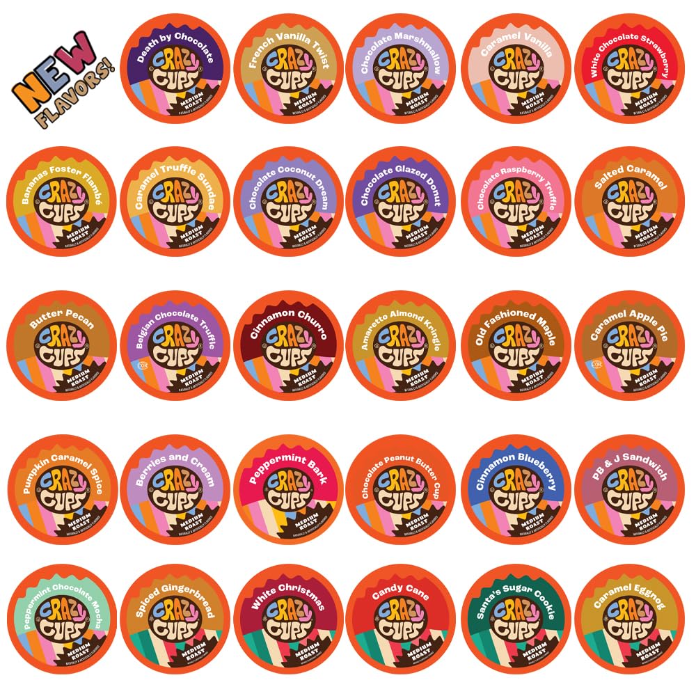 Crazy Cups Flavored Coffee Pods – 30 Count Keurig K-Cups Variety Pack