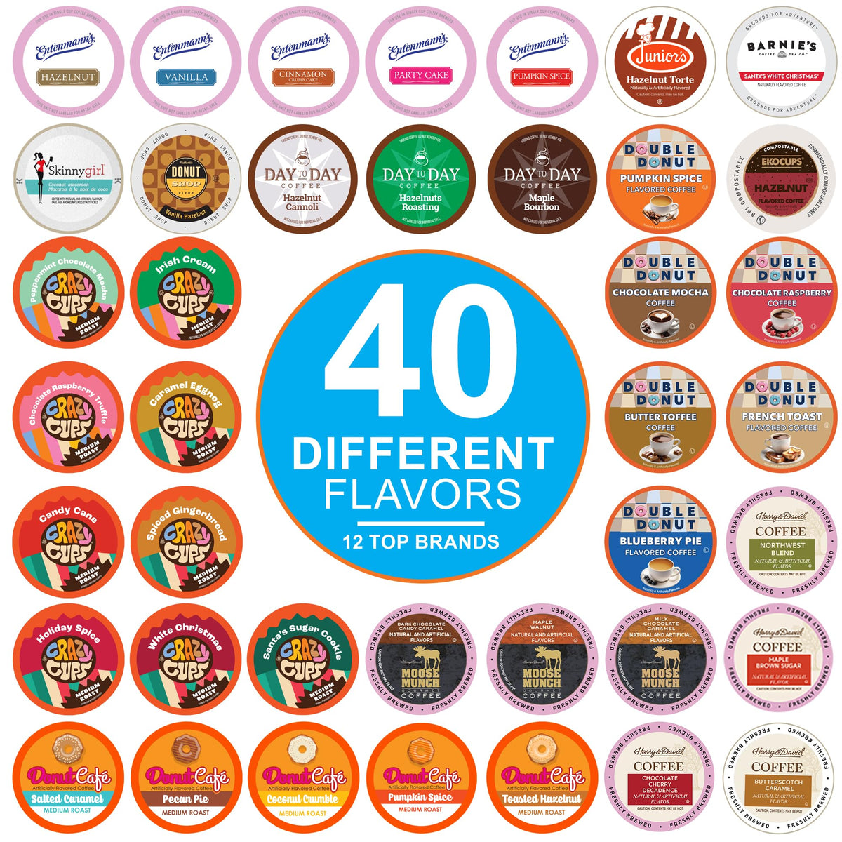 Crazy Cups Flavored Coffee Pods Variety Pack for Keurig K-Cups – 40 Count