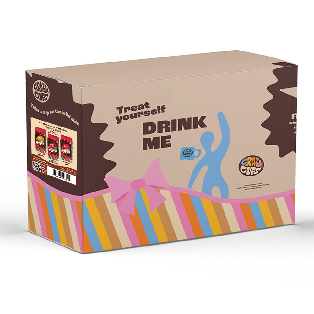 Crazy Cups Flavored Holiday Ground Coffee Variety Pack – 3 x 10 oz bags (Holiday Spice, White Christmas, Caramel Eggnog)