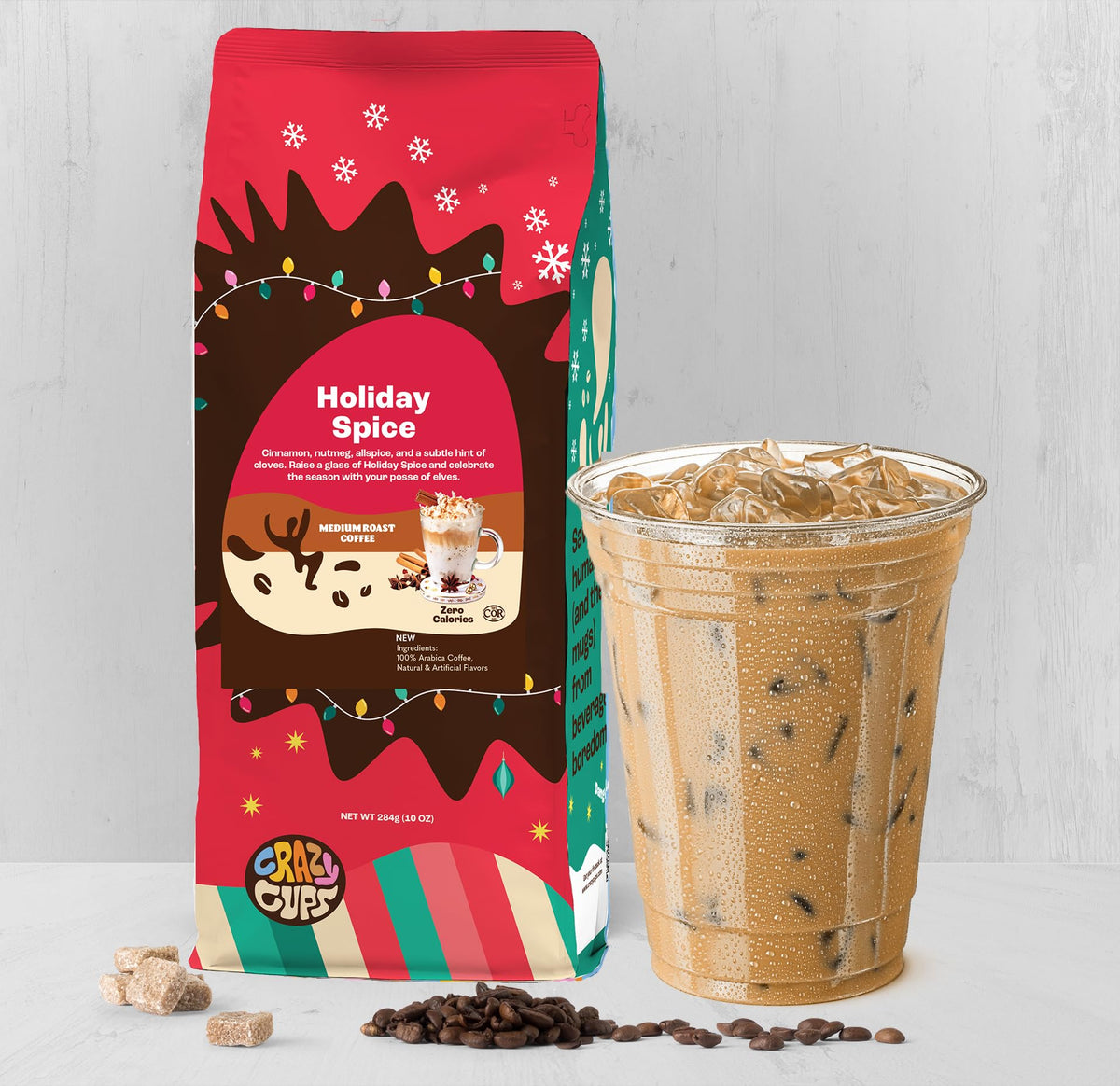 Crazy Cups Flavored Holiday Ground Coffee Variety Pack – 3 x 10 oz bags (Holiday Spice, White Christmas, Caramel Eggnog)