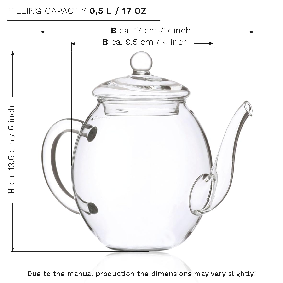 Creano Tea Flowers Mix Golden Gift Set with Glass Teapot – Blooming Tea in 6 Varieties