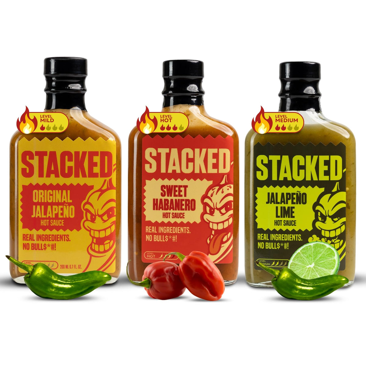 Crippling Hot Sauce Stacked Variety Pack – 3 Flavors (6.7 oz Each)