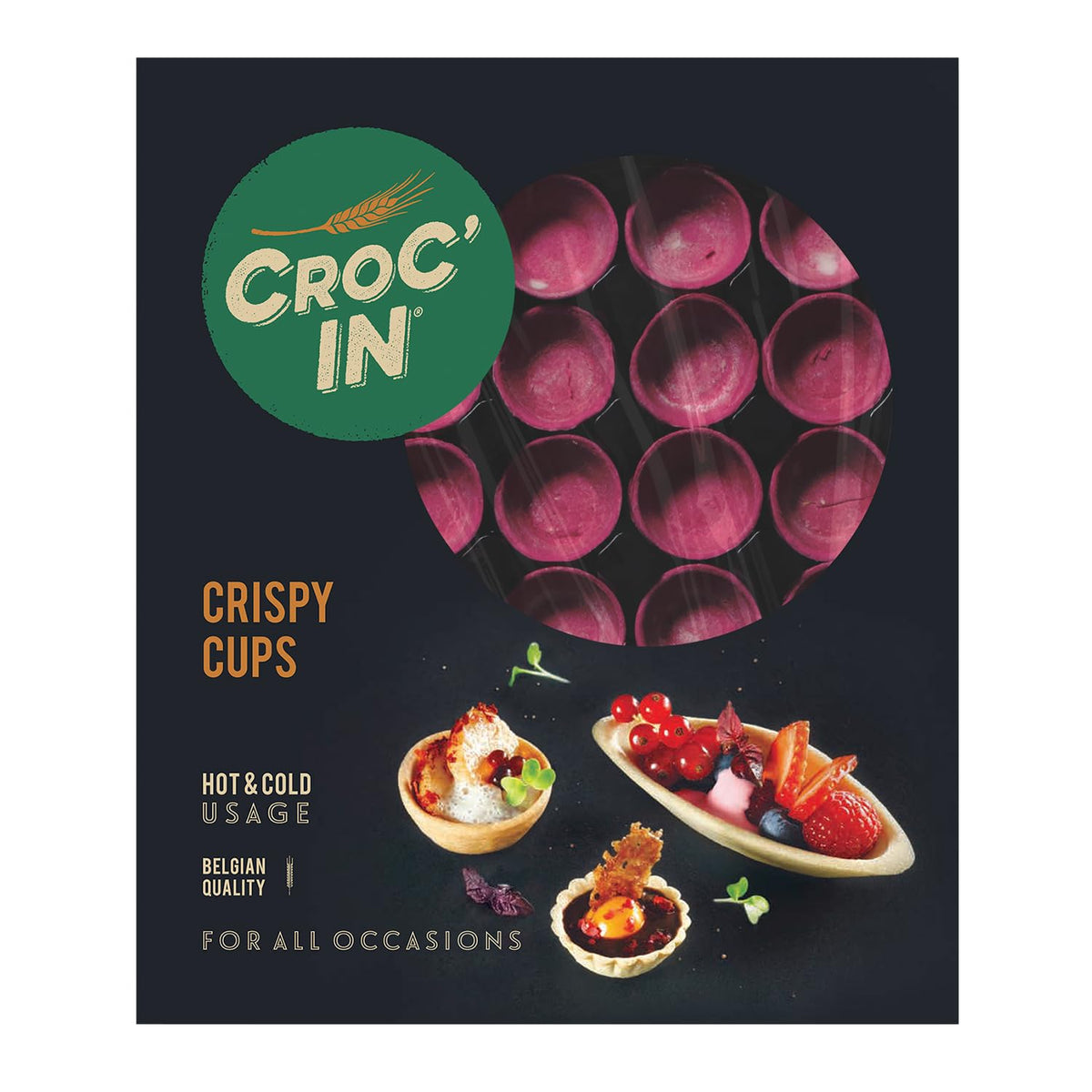 CROC'IN Fuchsia Mini Tart Shells – Ready-to-Fill, Vegan, 60 Pieces