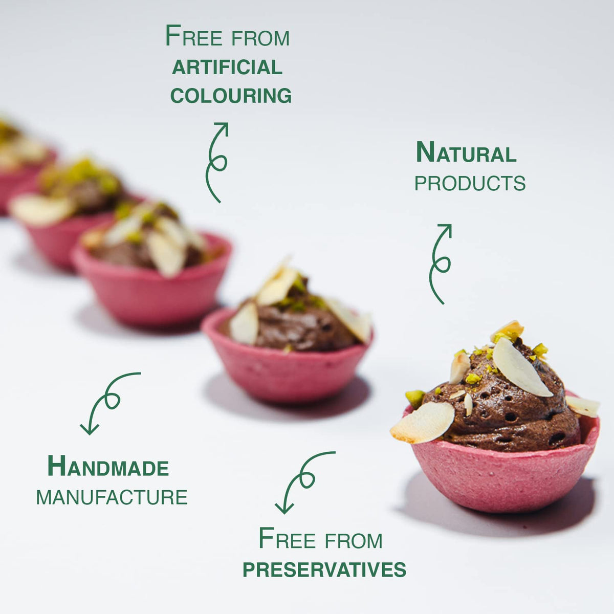 CROC'IN Fuchsia Mini Tart Shells – Ready-to-Fill, Vegan, 60 Pieces