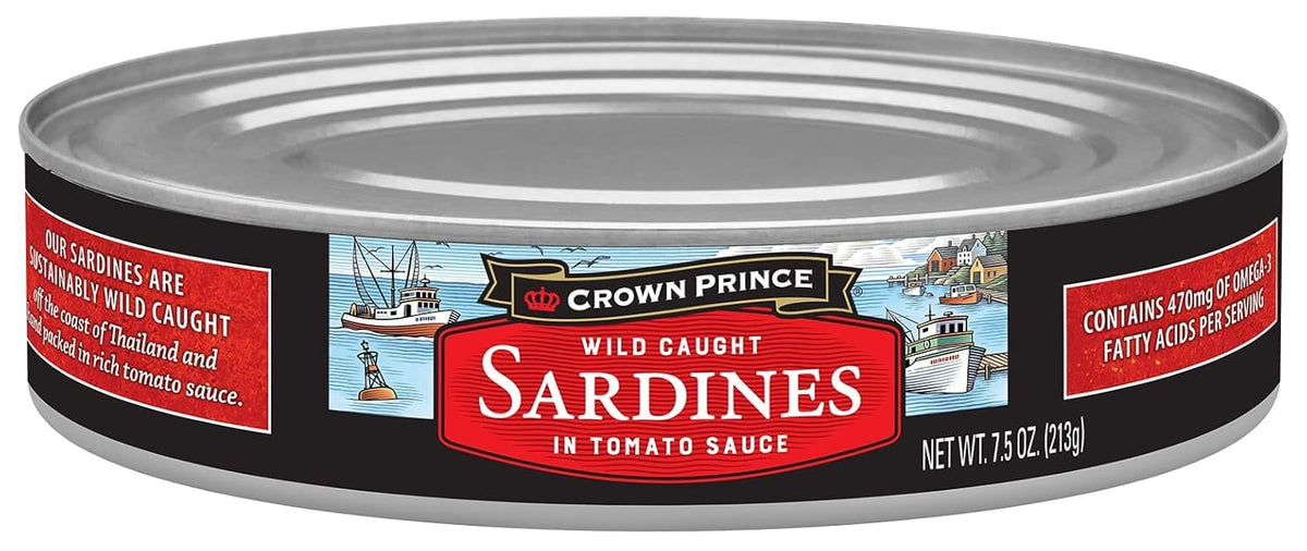 Crown Prince Sardines in Tomato Sauce – 7.5 oz Cans (12-Pack)