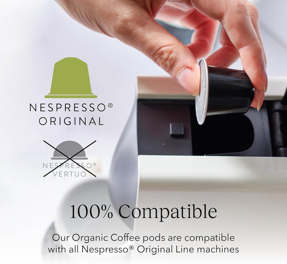 Cru Kafe USDA Organic Half-Caff Espresso Coffee Capsules — 50 Pods, Fairtrade, Nespresso Original Line & Pixie Compatible