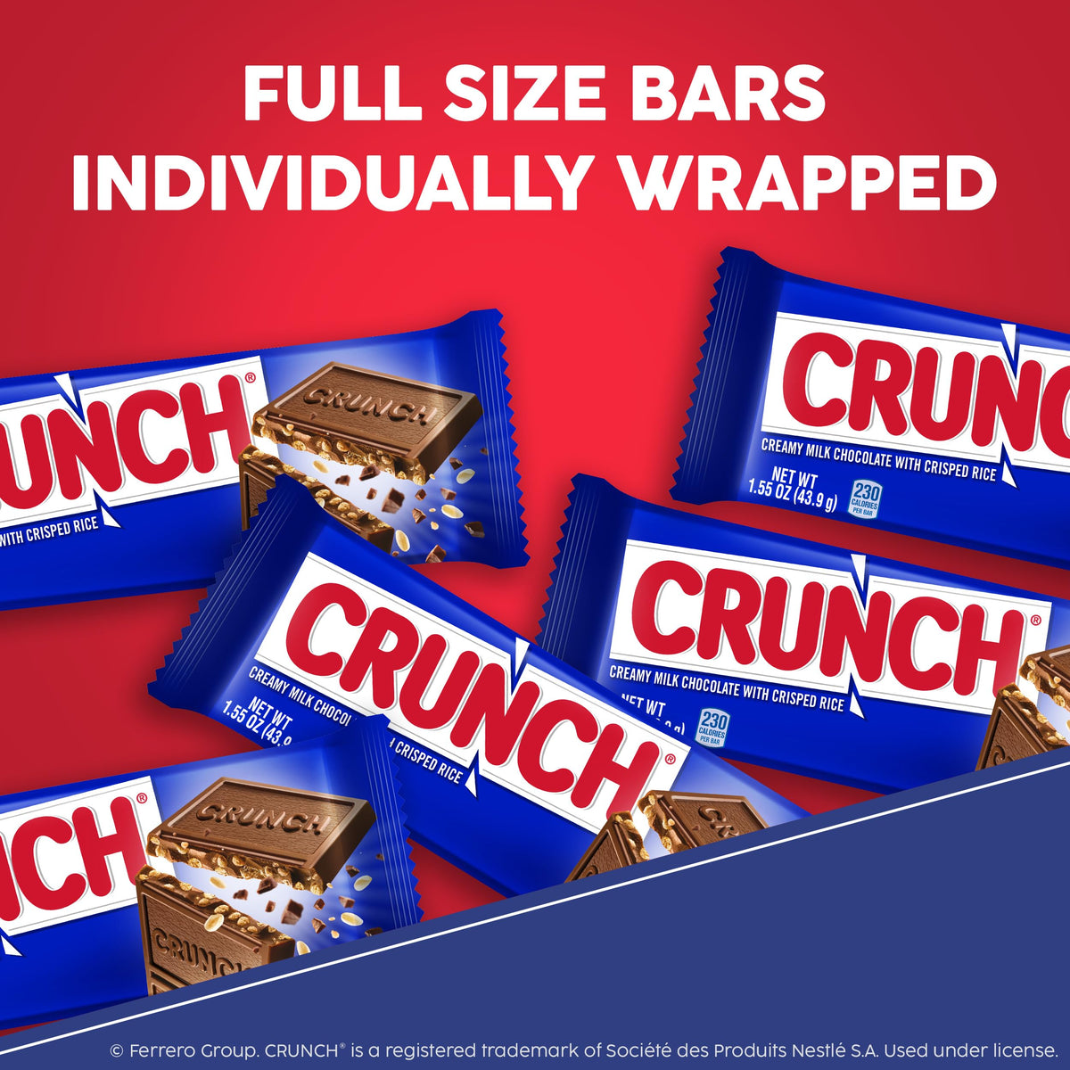 CRUNCH Candy Bar – Creamy Milk Chocolate with Crisped Rice, 18-Count Share Pack
