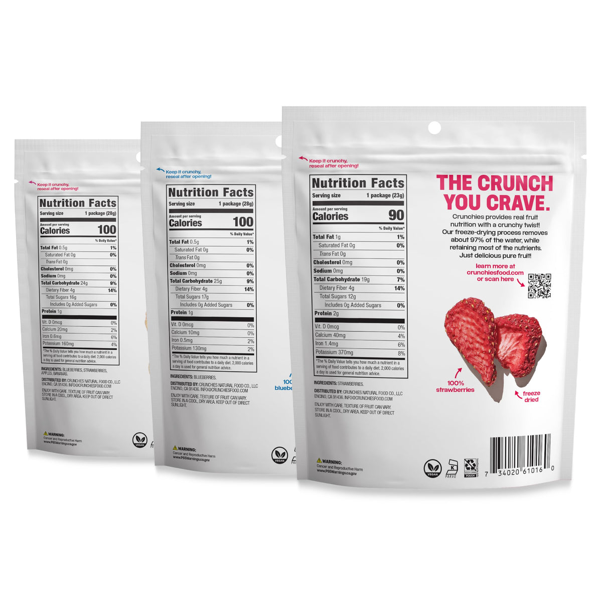 Crunchies Freeze-Dried Fruit Variety Packs – All-Natural, Non-GMO, Kosher (Pack of 6) Very Berry