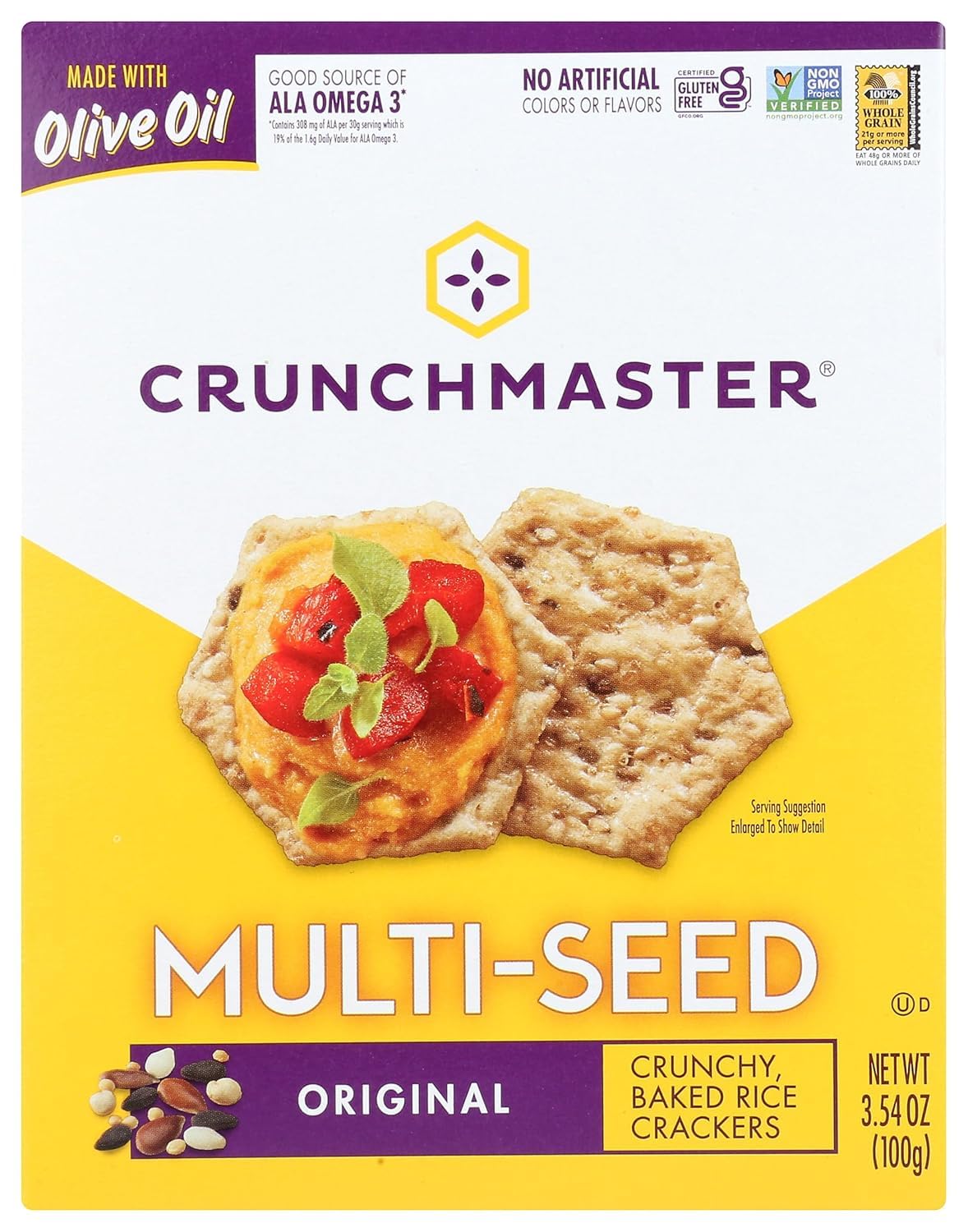 Crunchmaster Multiseed Crackers Variety Pack – 4 x 4 oz (Original, Rosemary Olive Oil, Roasted Garlic, Everything)