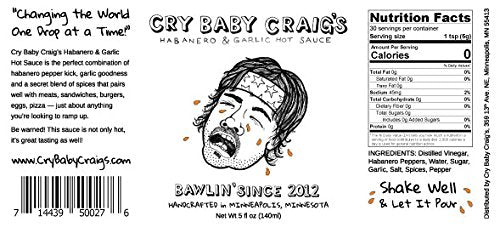 Cry Baby Craig's Habanero & Garlic Hot Sauce - 3 Pack | Pickled Heat, Vegan, Gluten Free