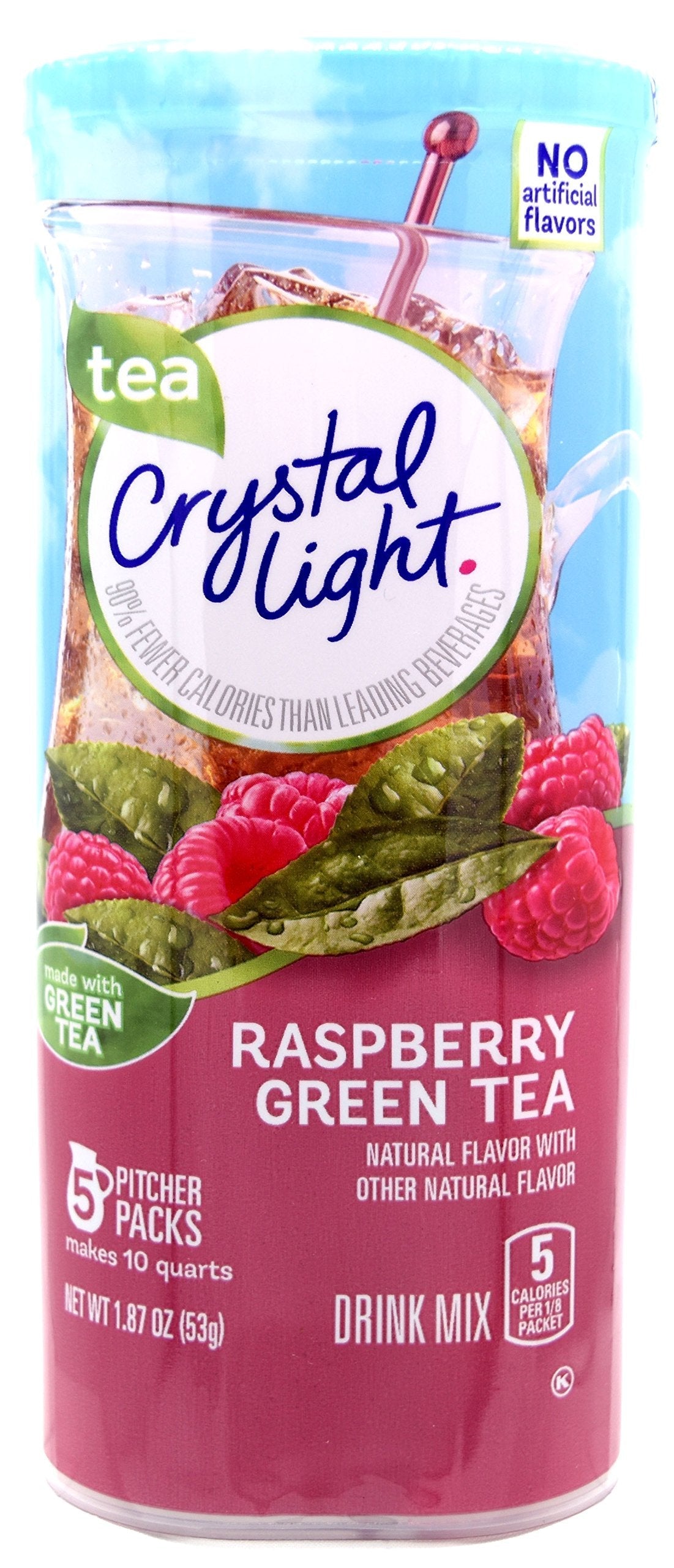 Crystal Light Green Tea Raspberry Drink Mix – 20 Packets + 4 Canisters