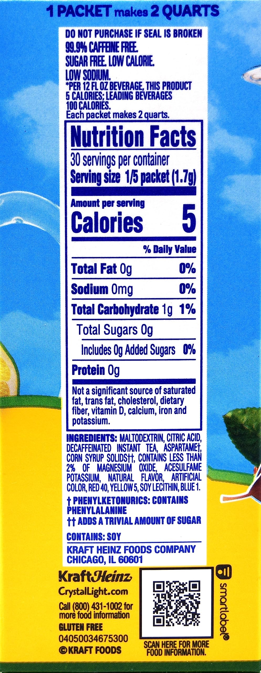 Crystal Light Lemon Decaf Iced Tea Drink Mix – 12-Quart Canisters (Pack of 4) | Natural Flavor