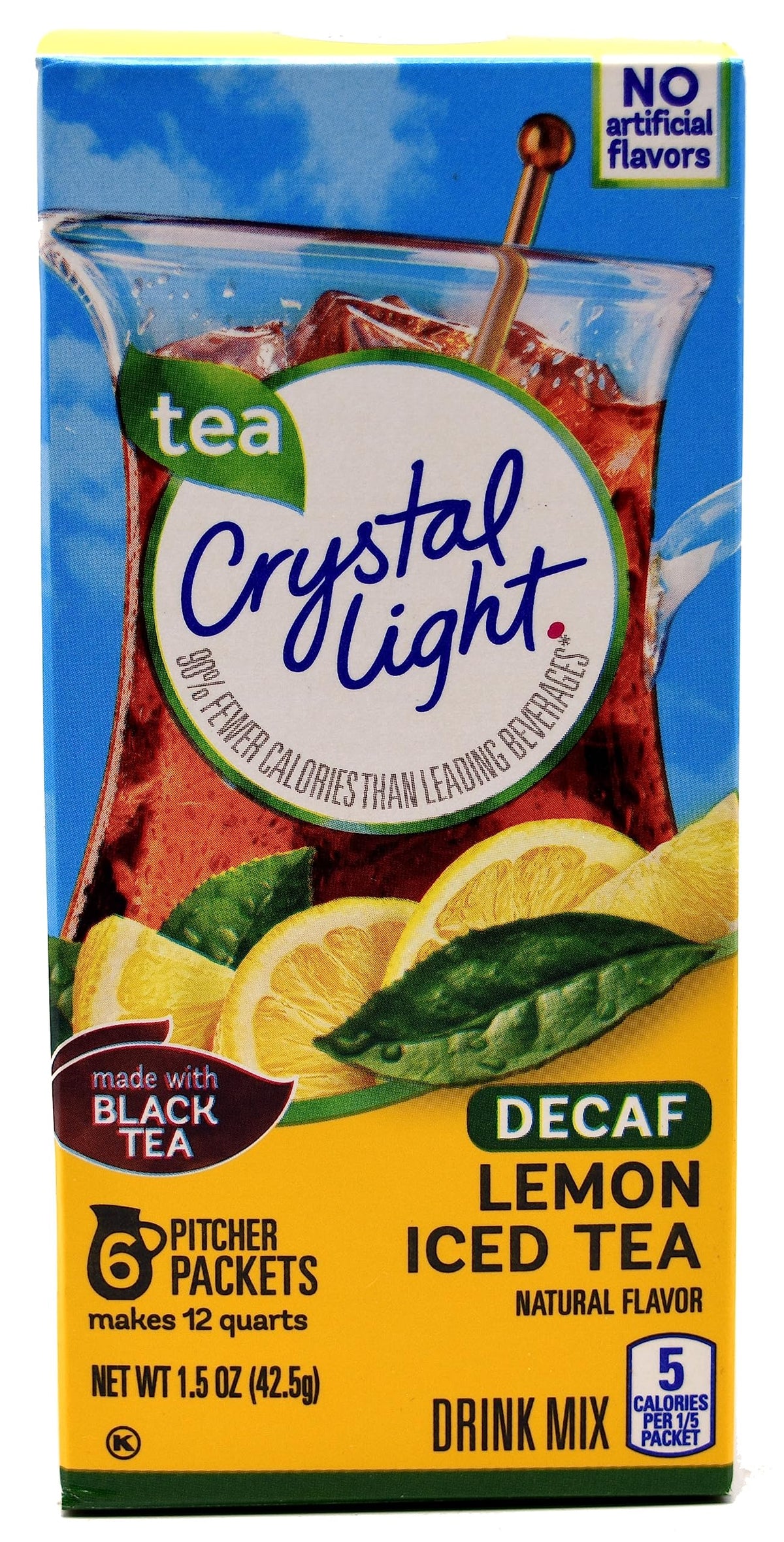Crystal Light Lemon Decaf Iced Tea Drink Mix – 12-Quart Canisters (Pack of 4) | Natural Flavor
